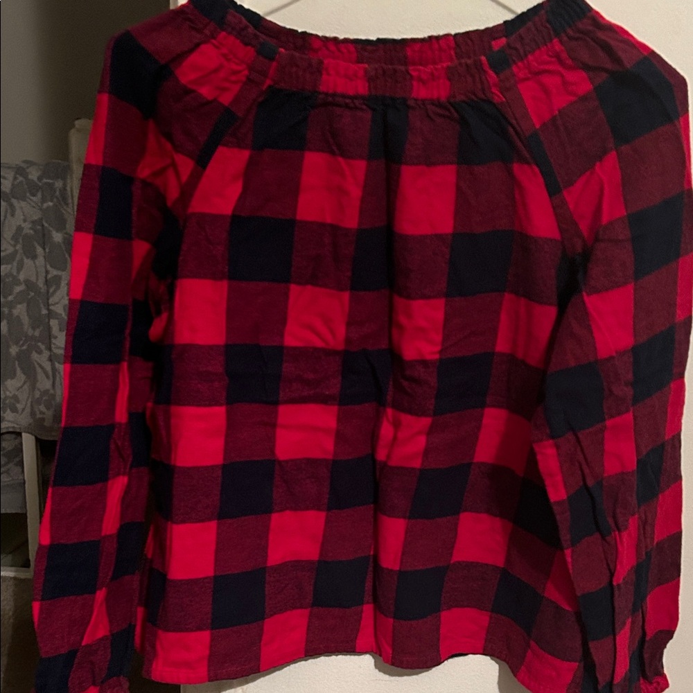 Lands' End Red and Black Plaid Kids Shirt